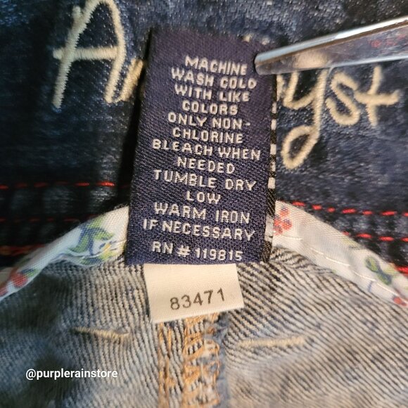 Amethyst Capri Jeans Size 1 Low Rise Button Flap Medium Dark Wash Thick Stitch - Picture 5 of 11